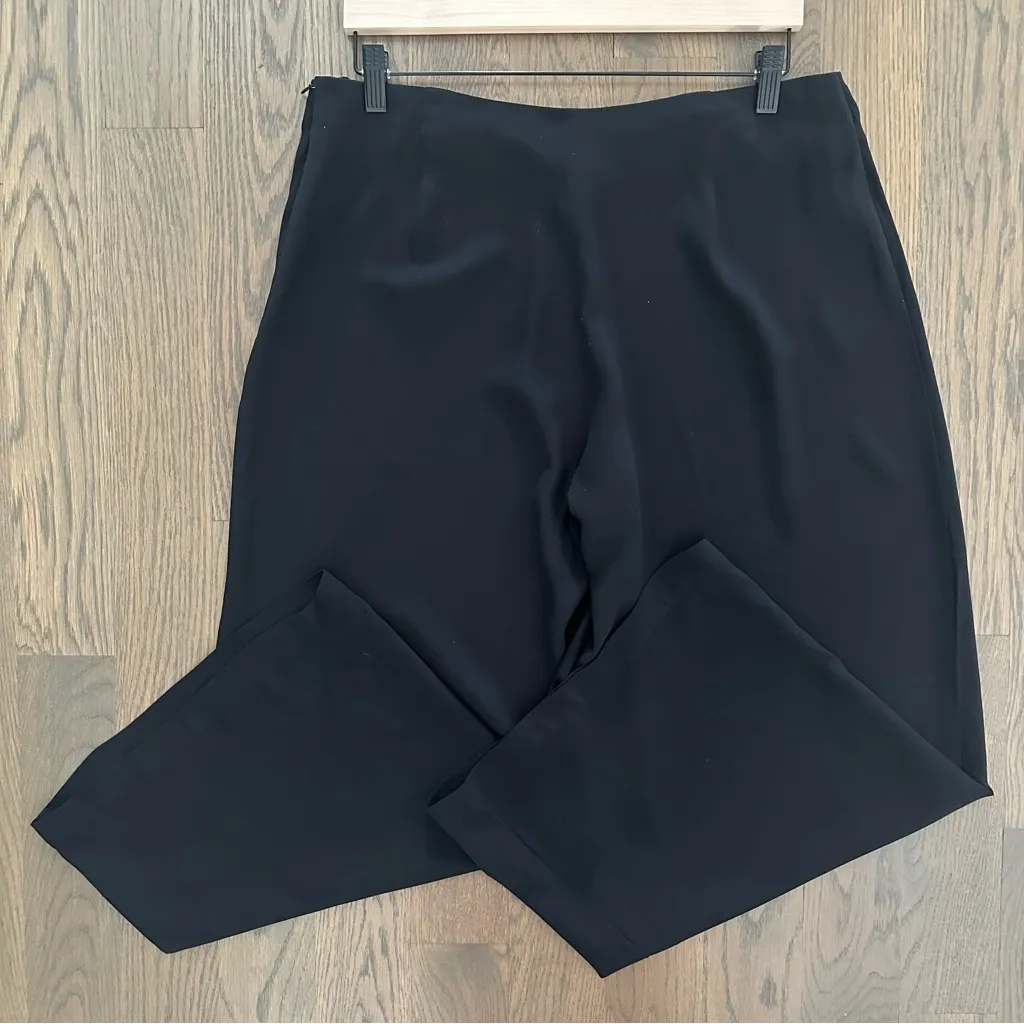 Eileen Fisher 100% Silk High Waist Side Zip Crop Wide Leg Pant in Black Medium - Image 8
