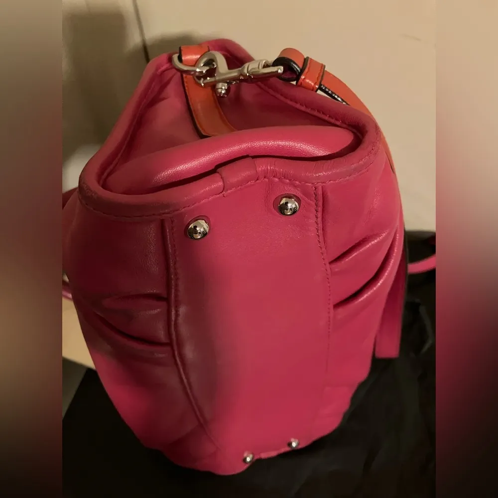 Loewe Auth Seville Pink Red Nappa Leather 2WAY Shoulder Handbag - Image 15