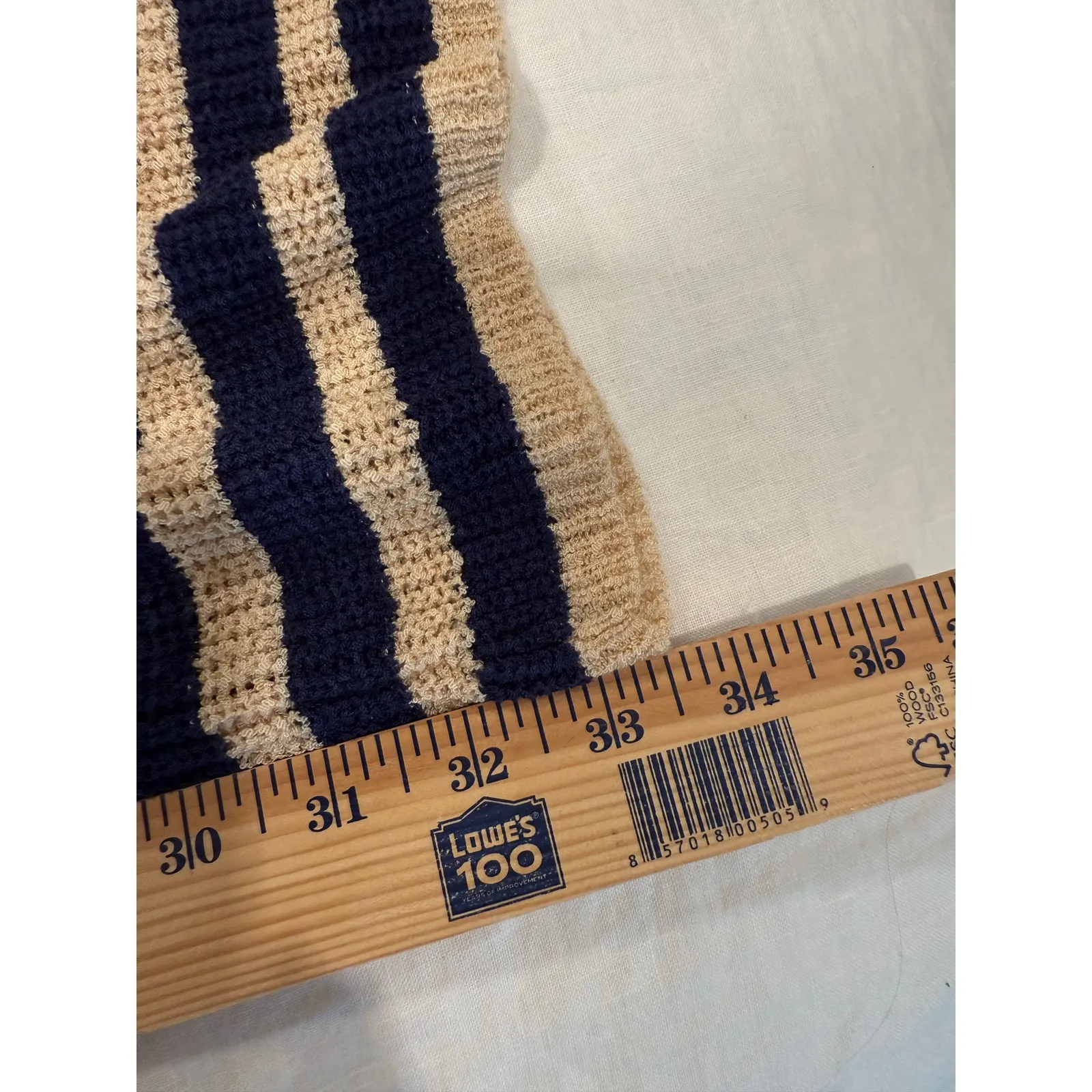 Anthropologie Flat White High Rise Wide Leg Pants Knitted Striped Blue Size XS - Image 8