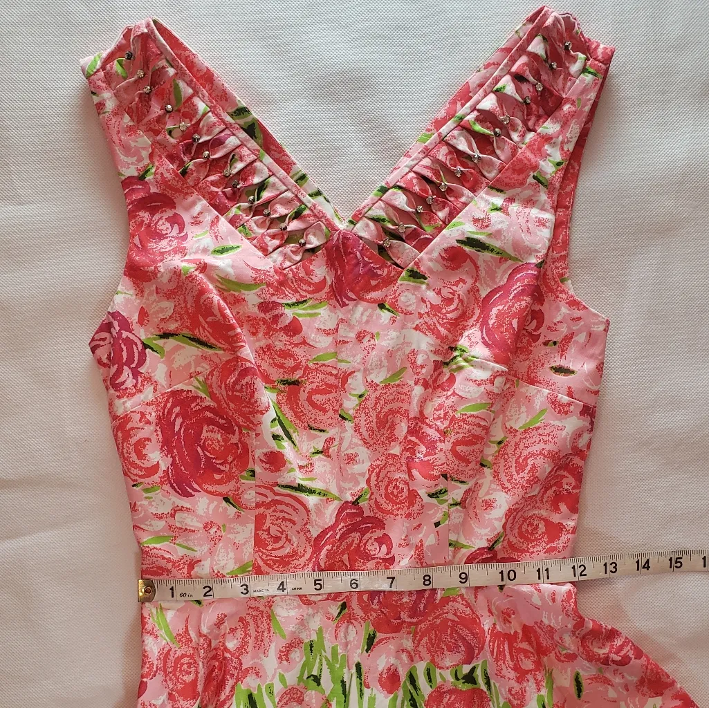 NWOT Unique Vintage floral white pink and green dress size XS - Image 8
