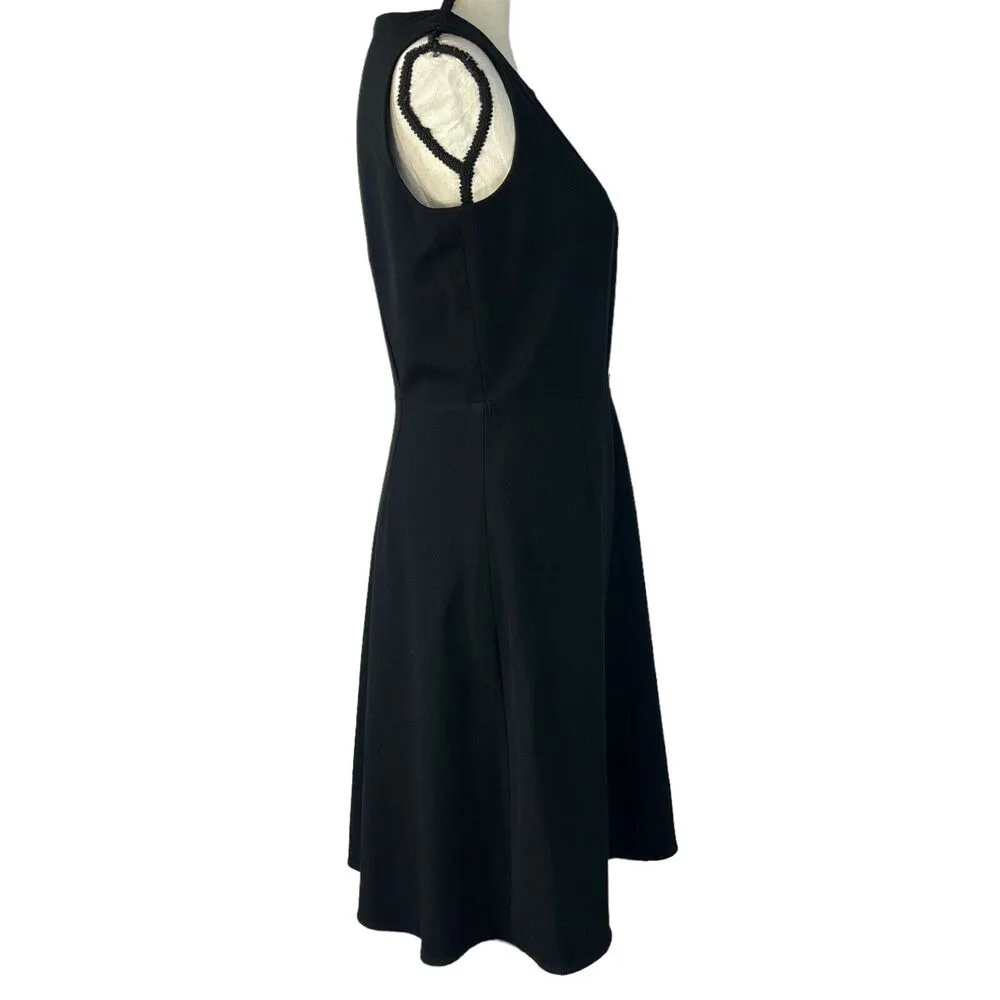 Calvin Klein SZ 6 A-Line Midi Dress Sleeveless Keyhole Scoop Neck Lined Black - Image 4