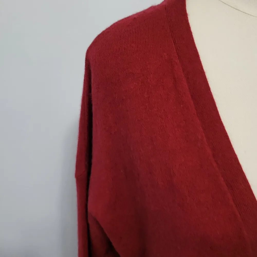 Max studio red wool blend cardigan size small - Image 2