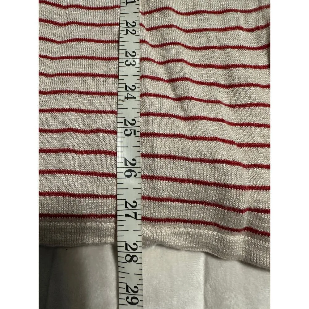 J. Jill Linen Blend Blouse Women's Plus Size 3X Stripes Bell Sleeves Sweater Top Red - Image 5