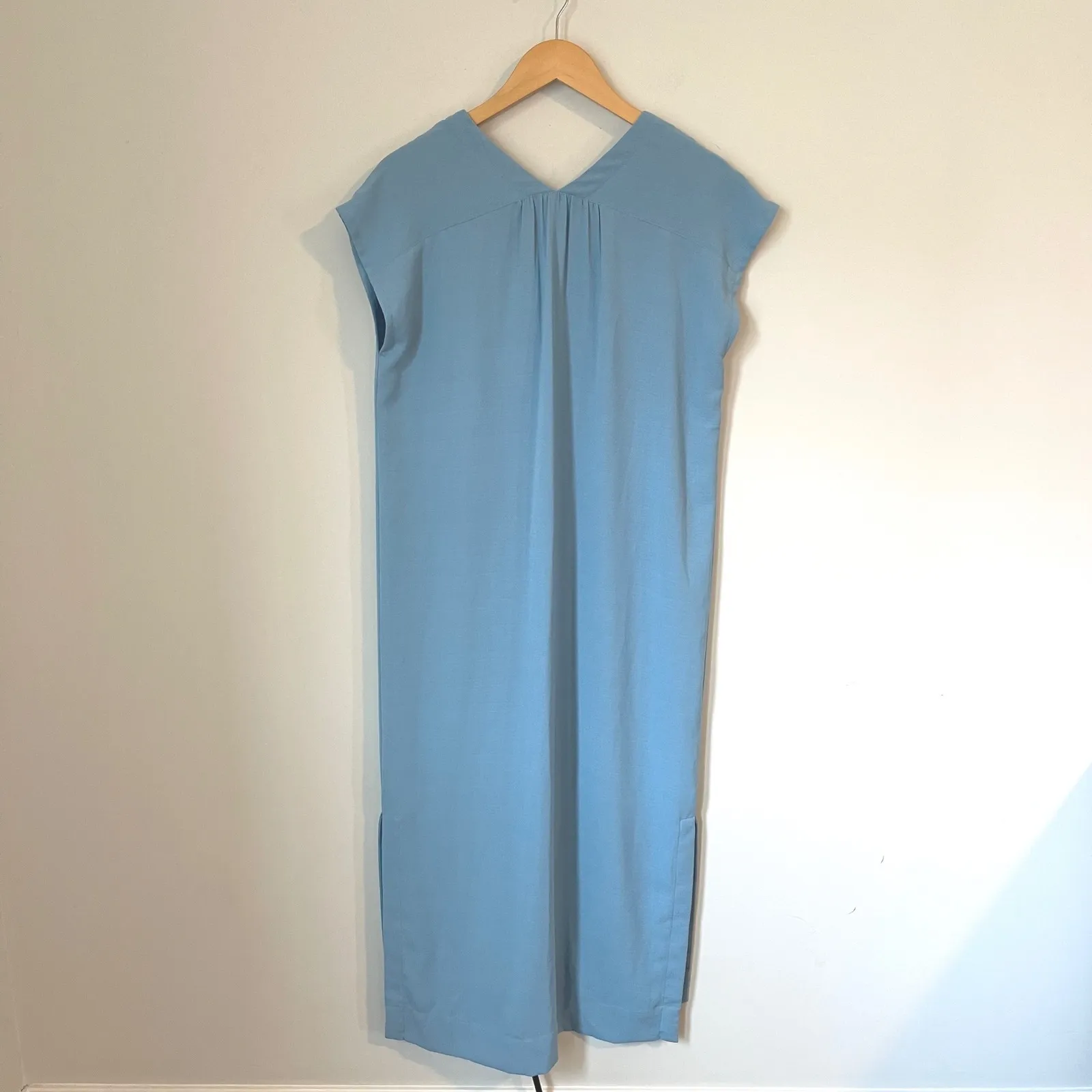Prologue Women's Dress Size Small Blue V‎ Neck Midi Cap Sleeve Casual - Image 3
