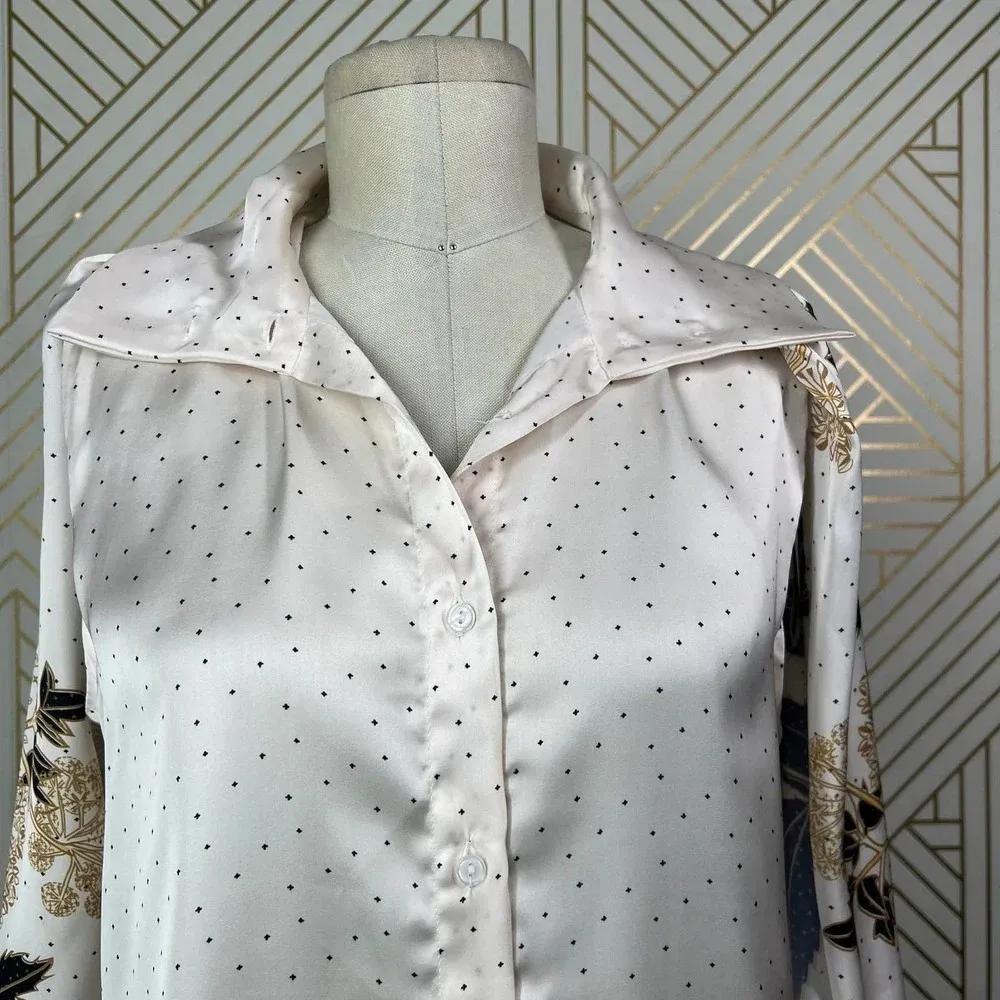 Sabina Musayev Arian Cape Top Cream‎ Polka Dot Black Size US XS - Image 4