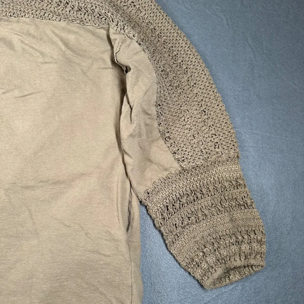 Umgee USA Womens Large Olive Green Crochet Detail Cotton 3/4 Sleeve‎ Shirt - Image 9