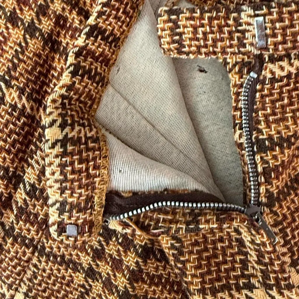 Vintage 60s Tweed Cigarette Pants Brown Size 23 - Image 3
