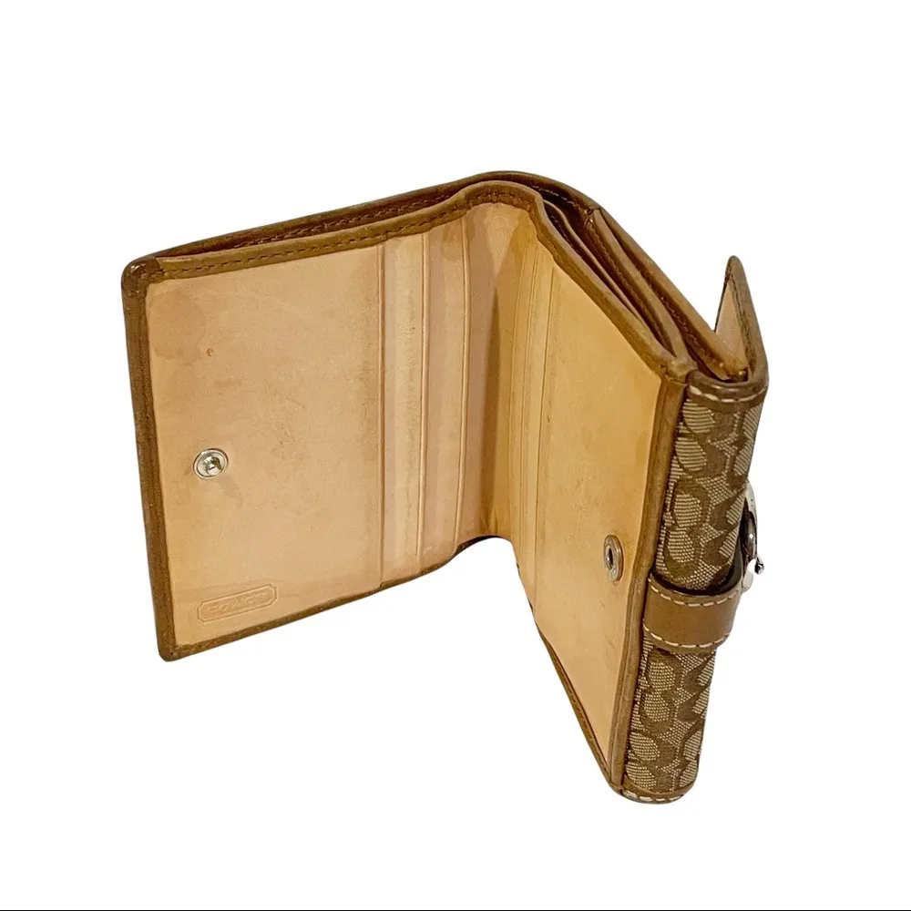 Coach  Brown Small C Snap Button Card Fold Wallet Multi Pocket - Image 2
