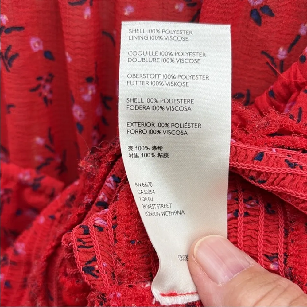 EUC Free People Lolita Red Floral Top Size Small - Image 10