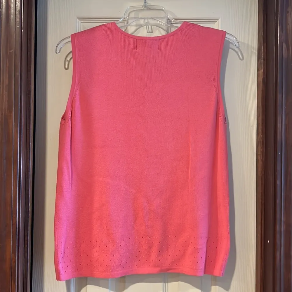 Vintage Sag Harbor Coral Sleeveless Dressy Sweater Tank Shell XL - Image 4