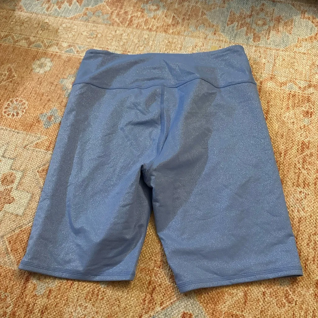 ALO Yoga High Waist Glitter Bike Short in Marina/Silver Size large light blue - Image 4