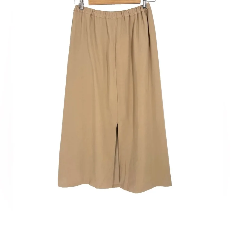 Tuckernuck Khaki Keaton Skirt XS NWT Rayon Blend Midi Neutral Slit Chic - Image 4