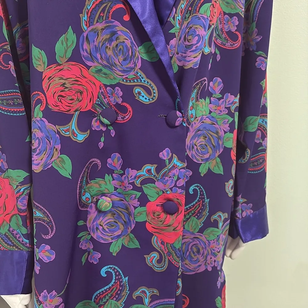 Victoria Secret gold label vintage purple double breasted rose robe large - Image 3