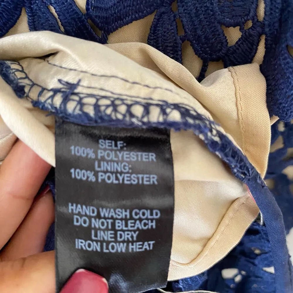 Lulu‘s sz S ‎ navy blue lace halter formal sheath cocktail dress - Image 11