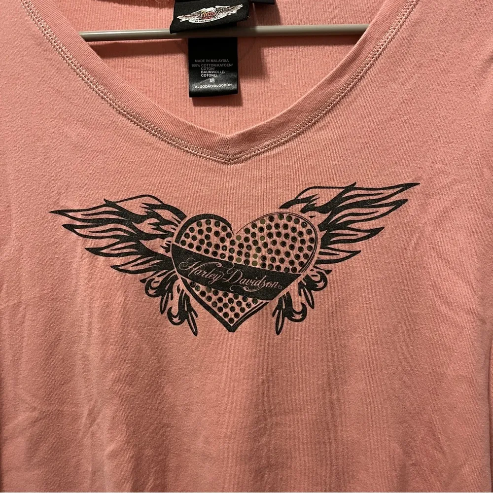 Harley Davidson Pink Y2K Gem T Shirt - Image 3