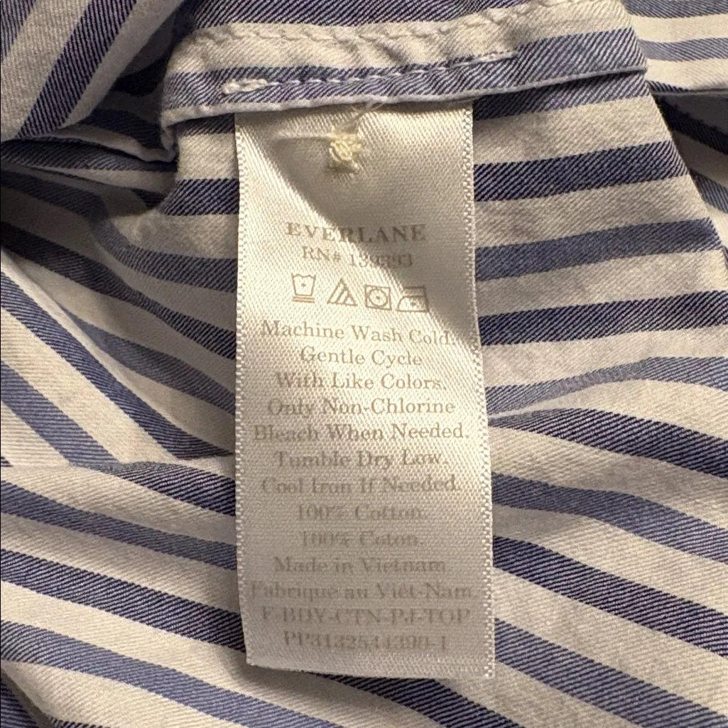 Everlane The Woven P.J. Top boxy long sleeve blue & white stripe top Size XS NWT - Image 9