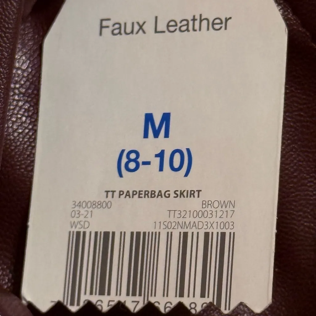 NWT Time and Tru Brown Brown Faux Leather Skirt M (8 - Image 5