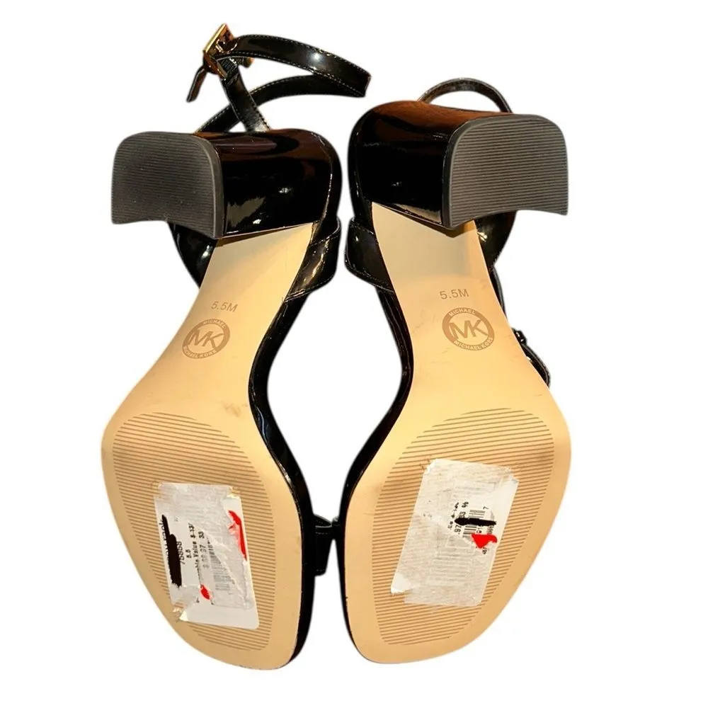 Michael Kors Black Patent Leather Strappy Block Heel Sandals (Size 5.5M) - Image 3