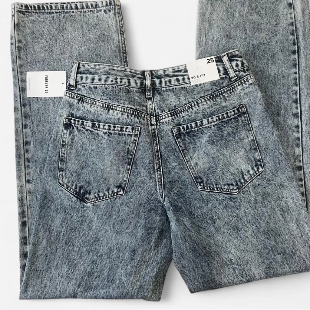 Forever 21 Blue Heart Design Straight Leg Jeans - Image 2