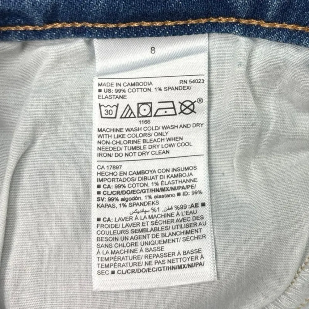 Old Navy Blue Distressed Frayed Hem Straight Pencil Mini Denim Jeans Skirt Sz 8 - Image 5