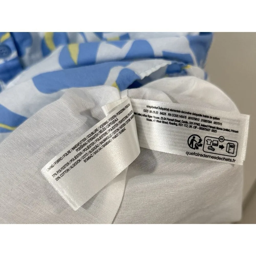 Primark Floral Button-Front Fit & Flare Dress Women’s 10 Blue White Yellow - Image 8