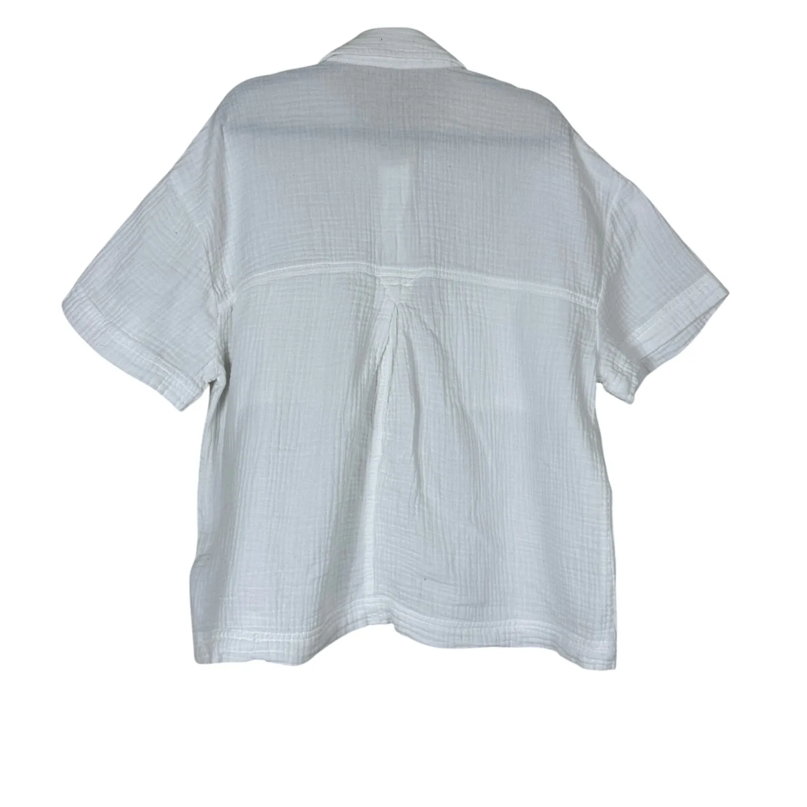 Madewell Lightspun Beachside Shirt Womens S White Gauze Short Sleeve Boxy - Image 3