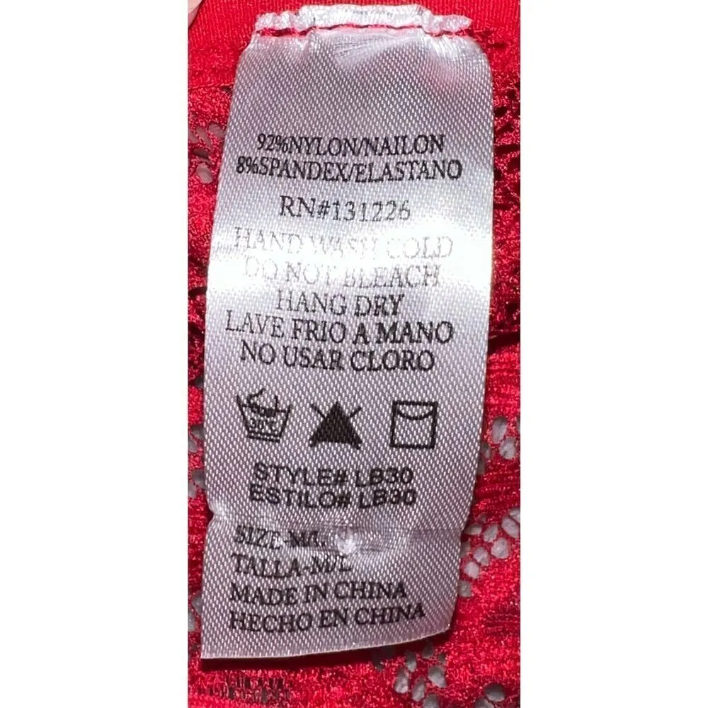 Women’s Red Lace Cropped Costume Lingerie Top Medium Large - Image 6