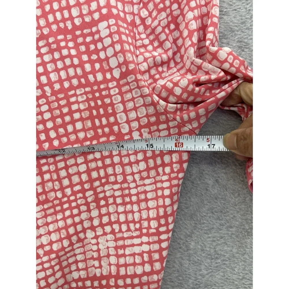 Ann Taylor Women's Blouse 3/4 Sleeve Small Petite Pullover Pink White Squares - Image 5