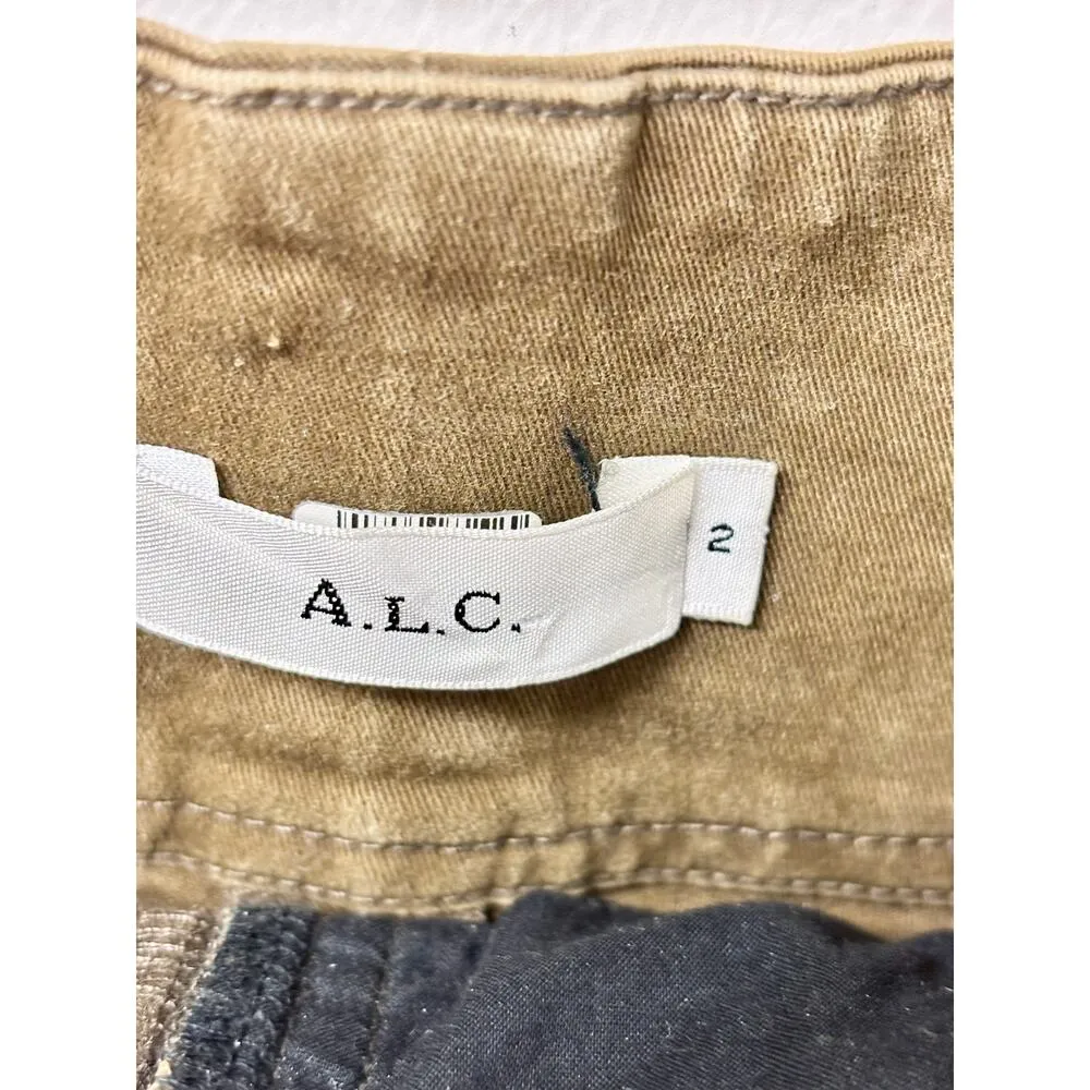 A.L.C Kyle High Rise Lace Up Ankle Skinny Pants Olive Green Women's Size US 2 - Image 4