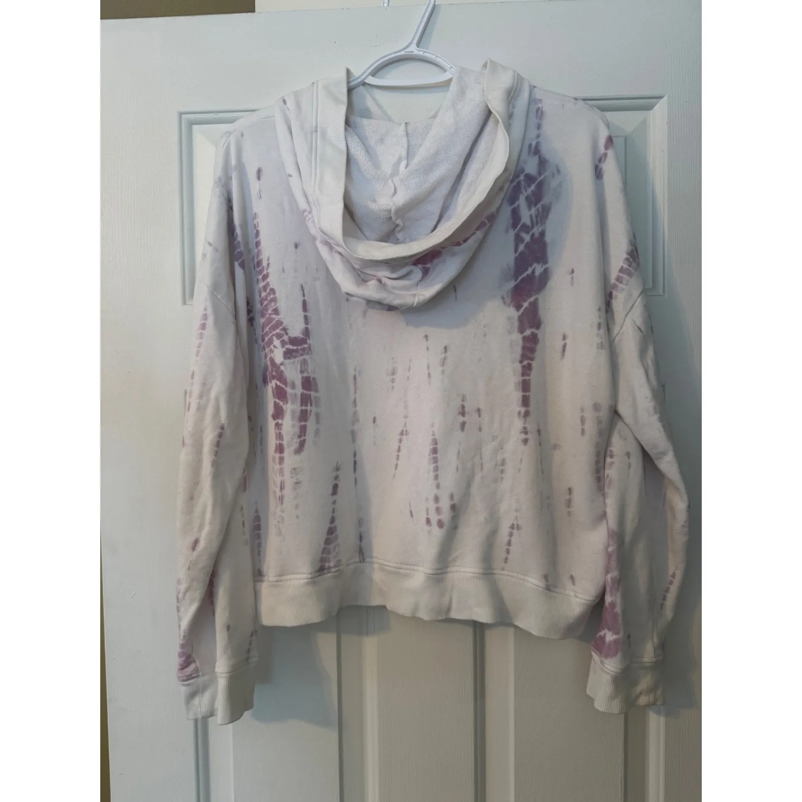 Rails Tie Dye Hoodie Sweatshirt White Purple Cropped Size M - Image 2
