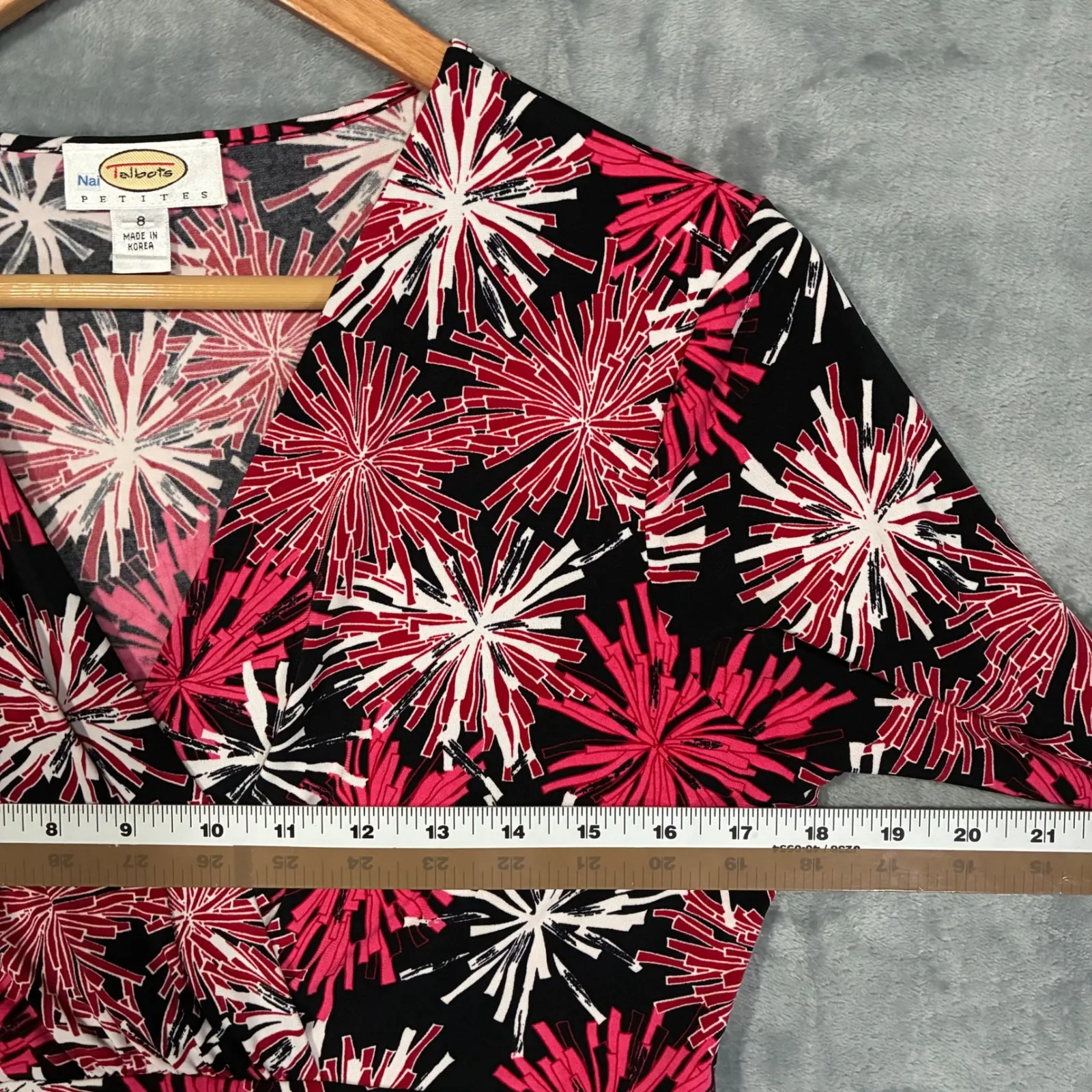 VTG Talbots Petite V Neck 3/4 Sleeve Jersey Knit Dress Size 8 - Image 6