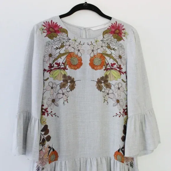 ZARA Trafaluc Collection Floral Printed Mini Dress With Frills NWT - Image 11