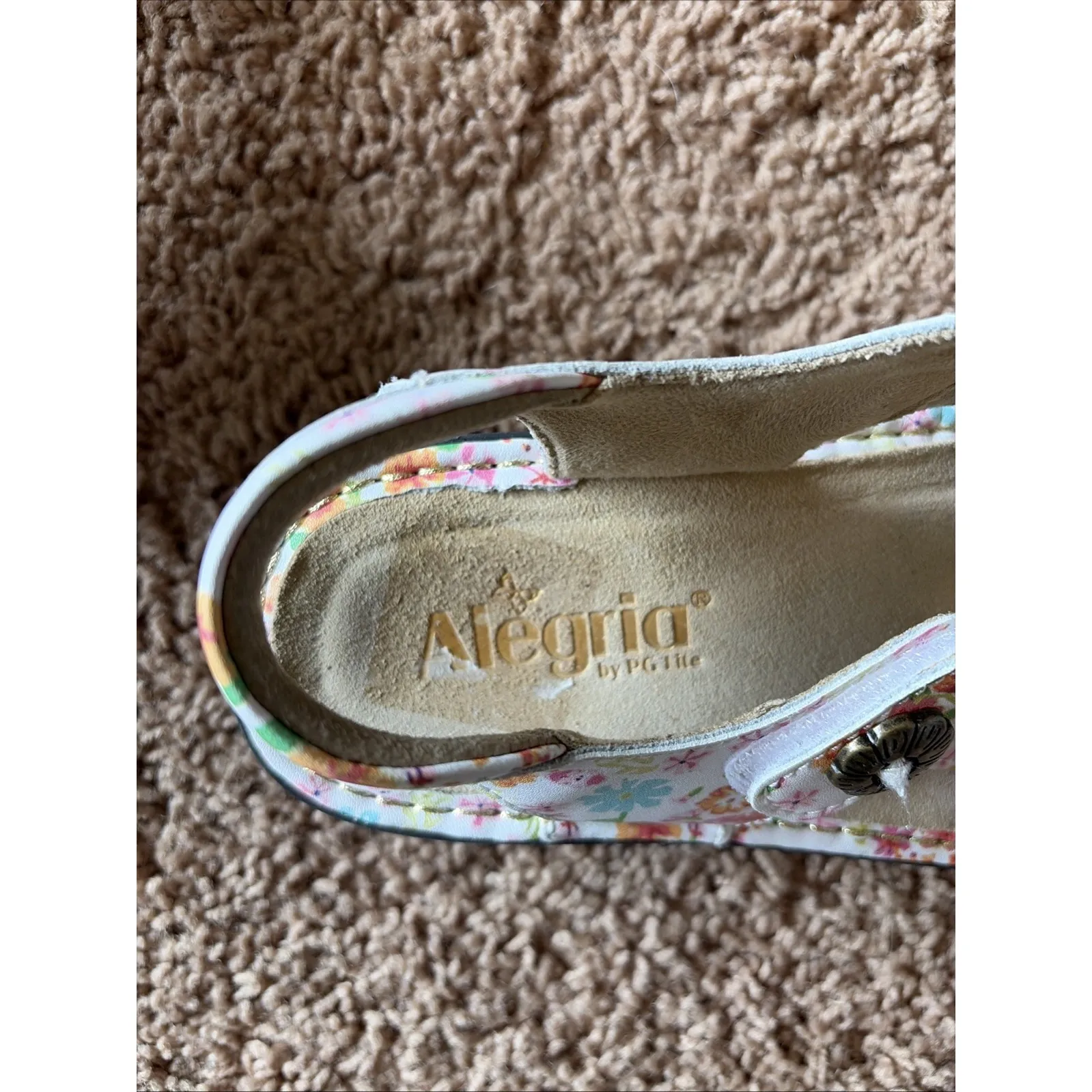 Alegria White Leather Floral Flower BECKIE Prime Time Comfort Sandal Shoes 37 - Image 10