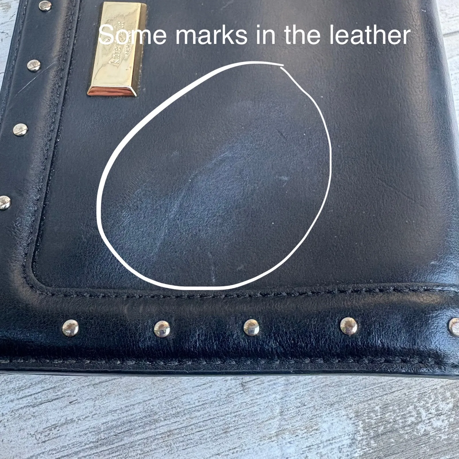 Kate Spade Helena Street Yulie Studded Wallet Wristlet Clutch Black Leather Moto - Image 11