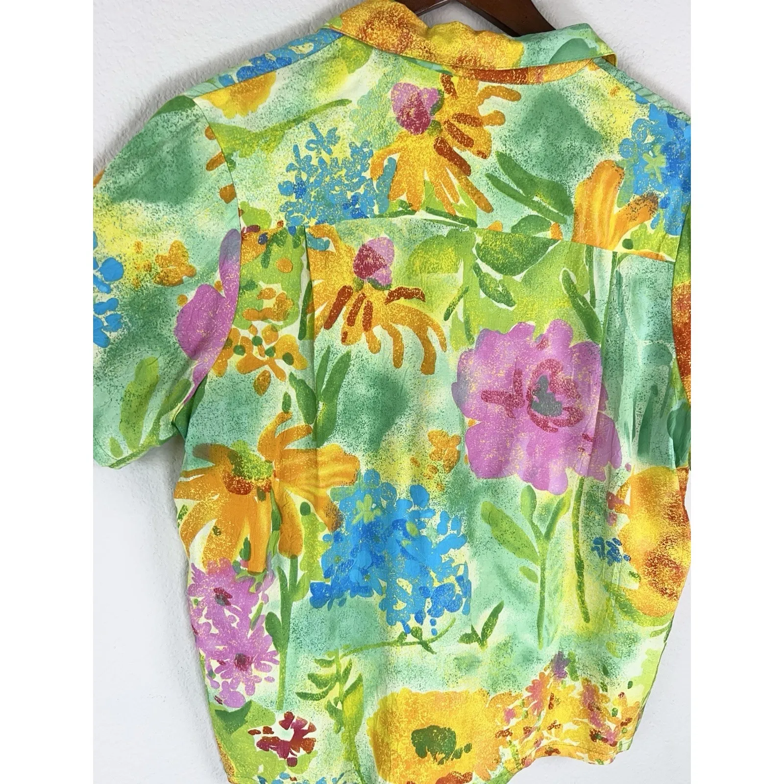 Jams World Summer Garden Floral Hawaiian Shirt Women’s L 100% Rayon - Image 7
