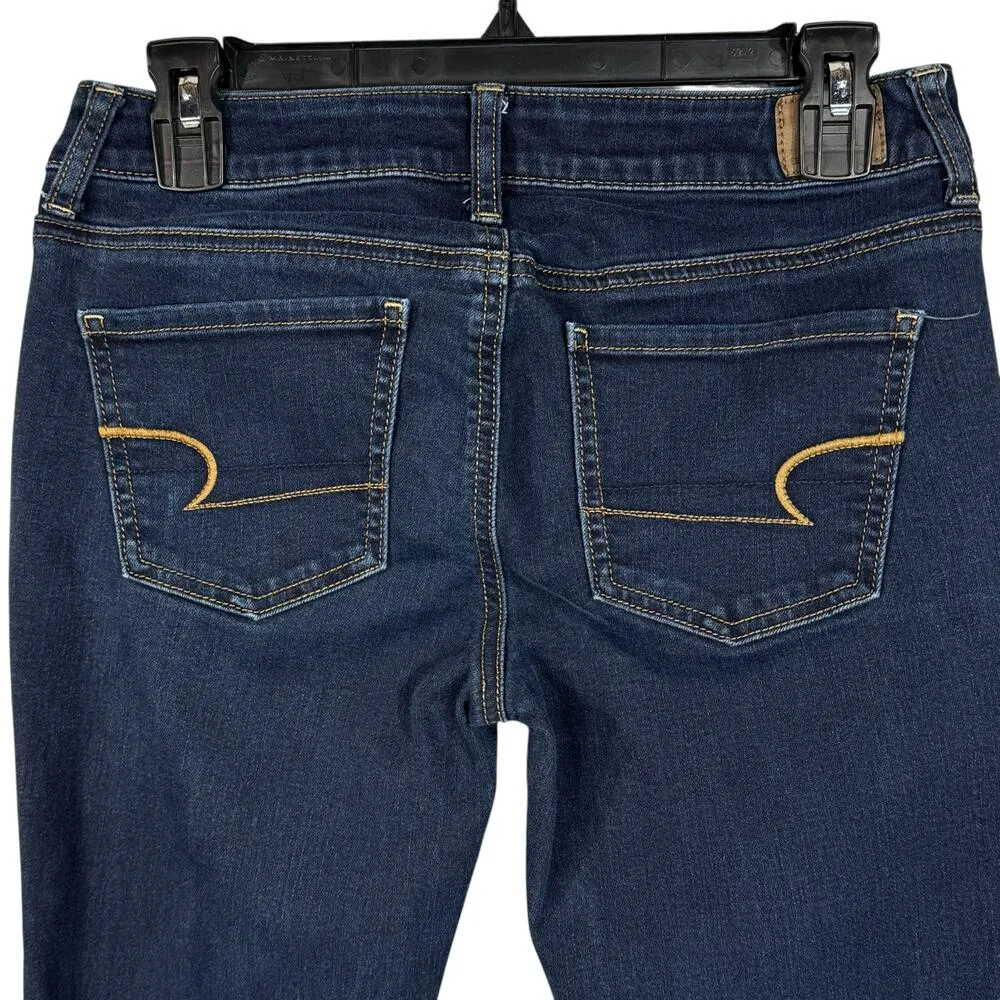 American Eagle SZ 4 Jeggings Jeans Low-Rise Stretch Zip-Fly Pockets Dark Wash - Image 5