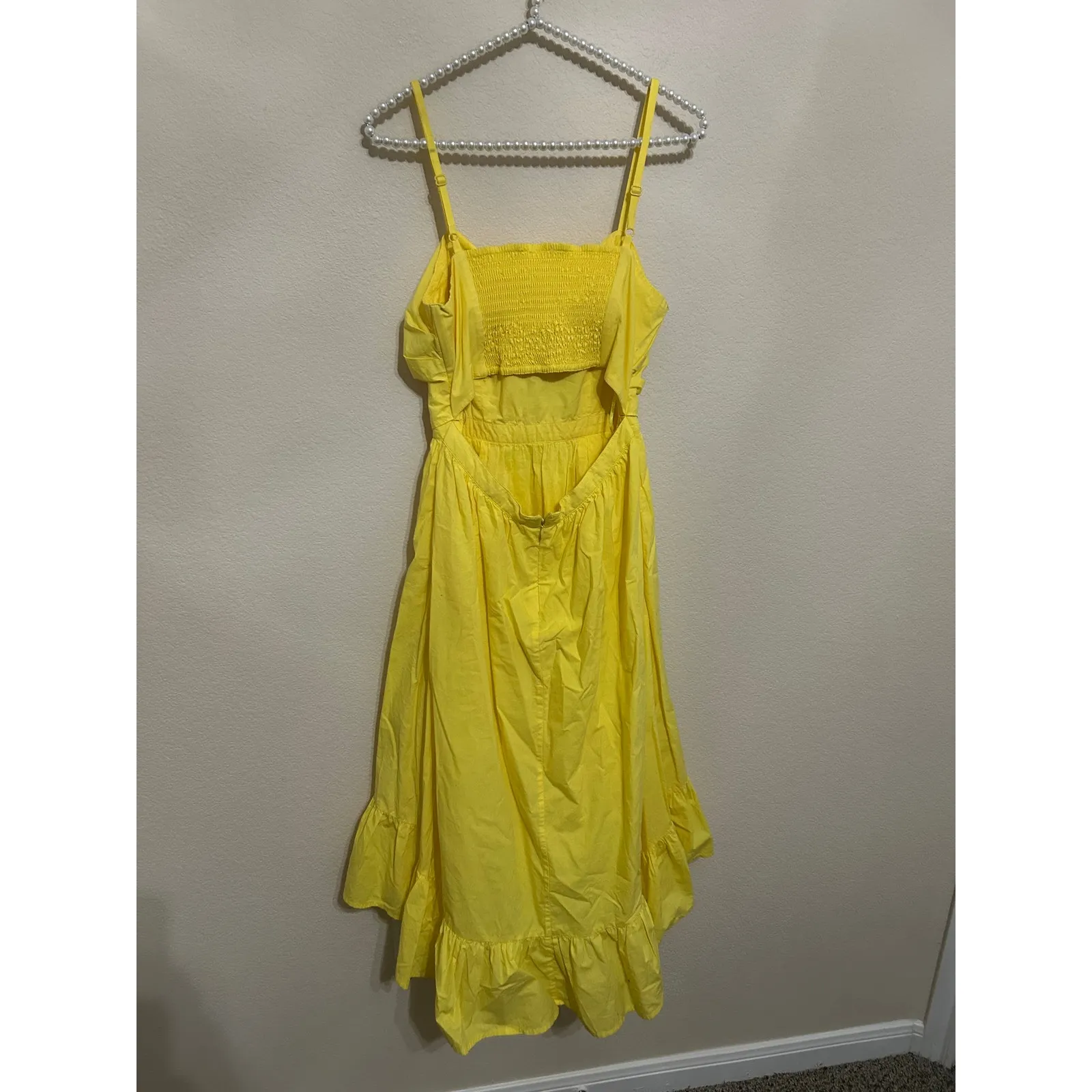 Joie Dress Size Small Cotton Bow Cut Out Back Sleeveless Summer Yellow Cute Midi - Image 11