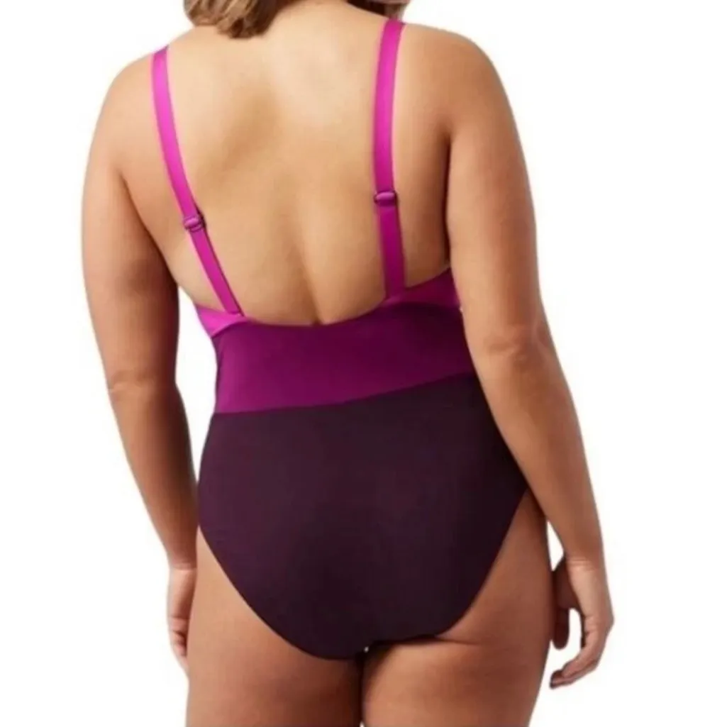 Athleta Woman’s Electric Fuchsia Coastline Colorblock One Piece Swimsuit - Image 2