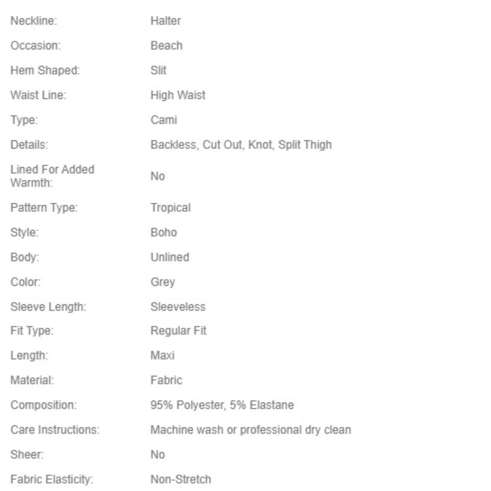 Shein Tropical Print Backless Slit Thigh Dress Maxi Vacation Beach Women Medium - Image 5