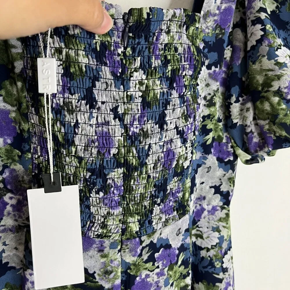 The Label Size Small Blue Asymmetrical High Low Midi Short Sleeve Dress NWT - Image 7