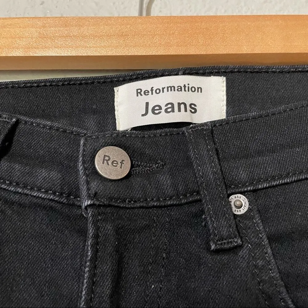 Reformation Black High Rise Skinny Jeans Distressed Womens 23 Denim Casual Fall - Image 6