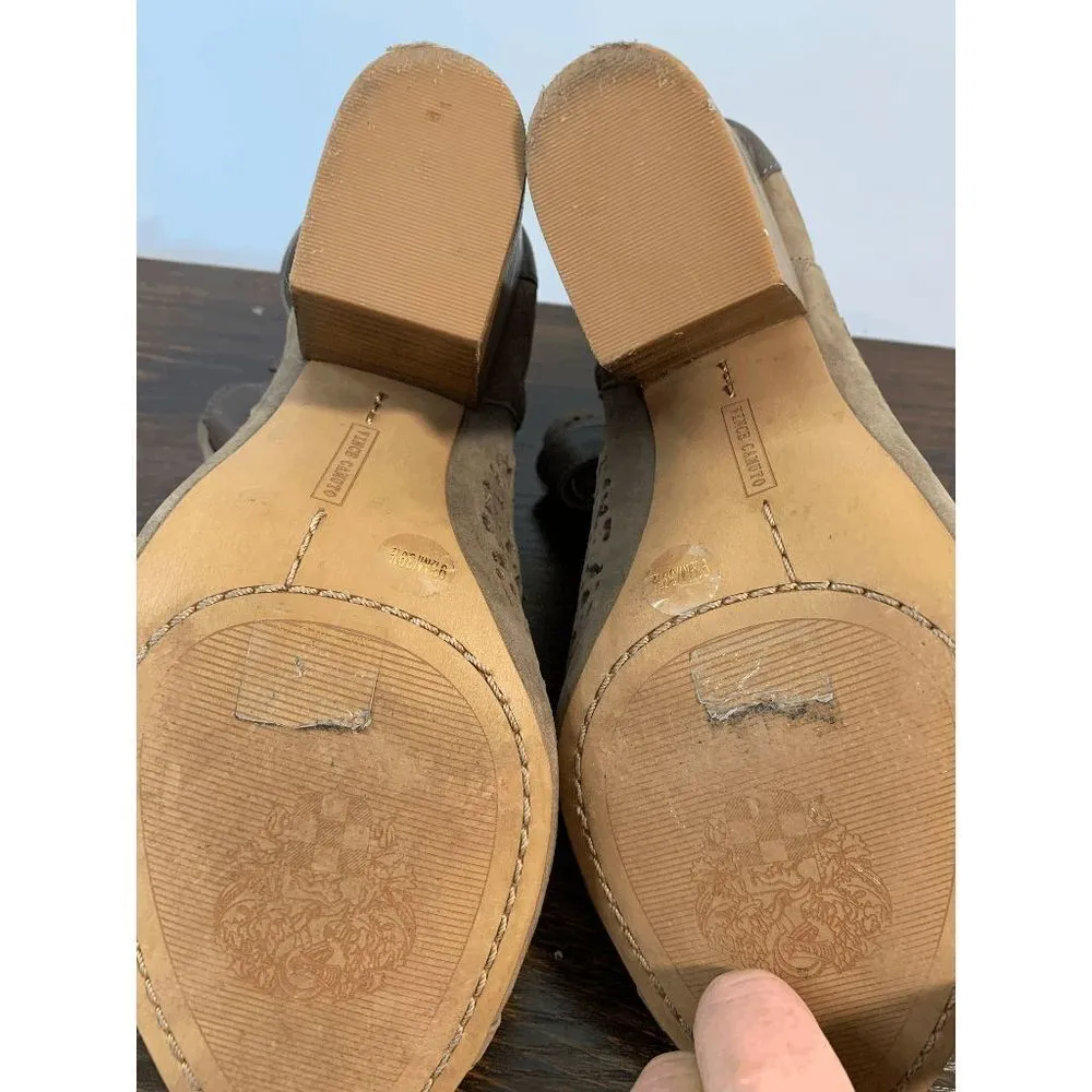 Women's Maizy Peep Toe Laser Cut-Out Chunky Heel Tan Booties Sz 9.5 - Image 5