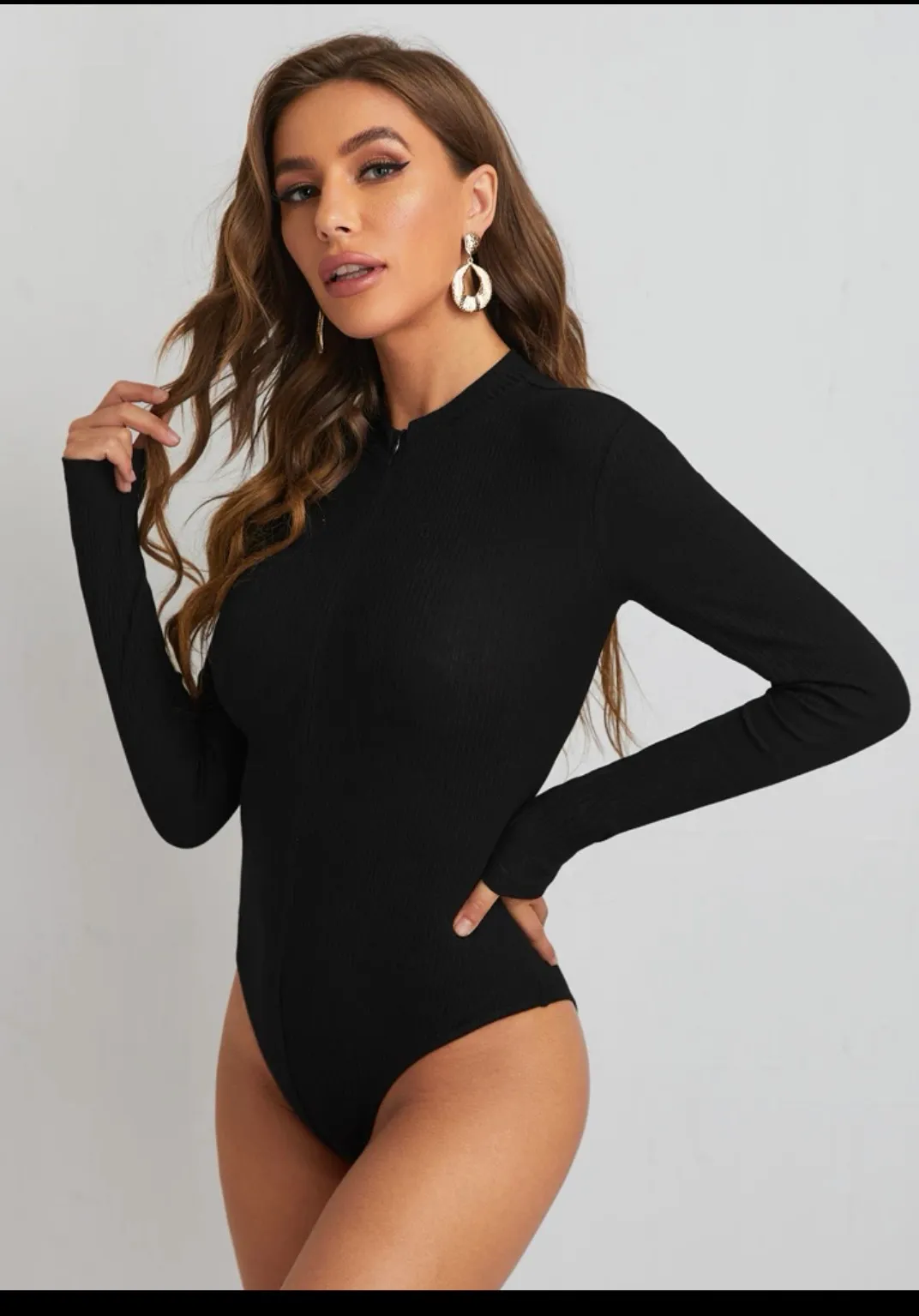 Ribbed Zipper Bodysuit - Image 3