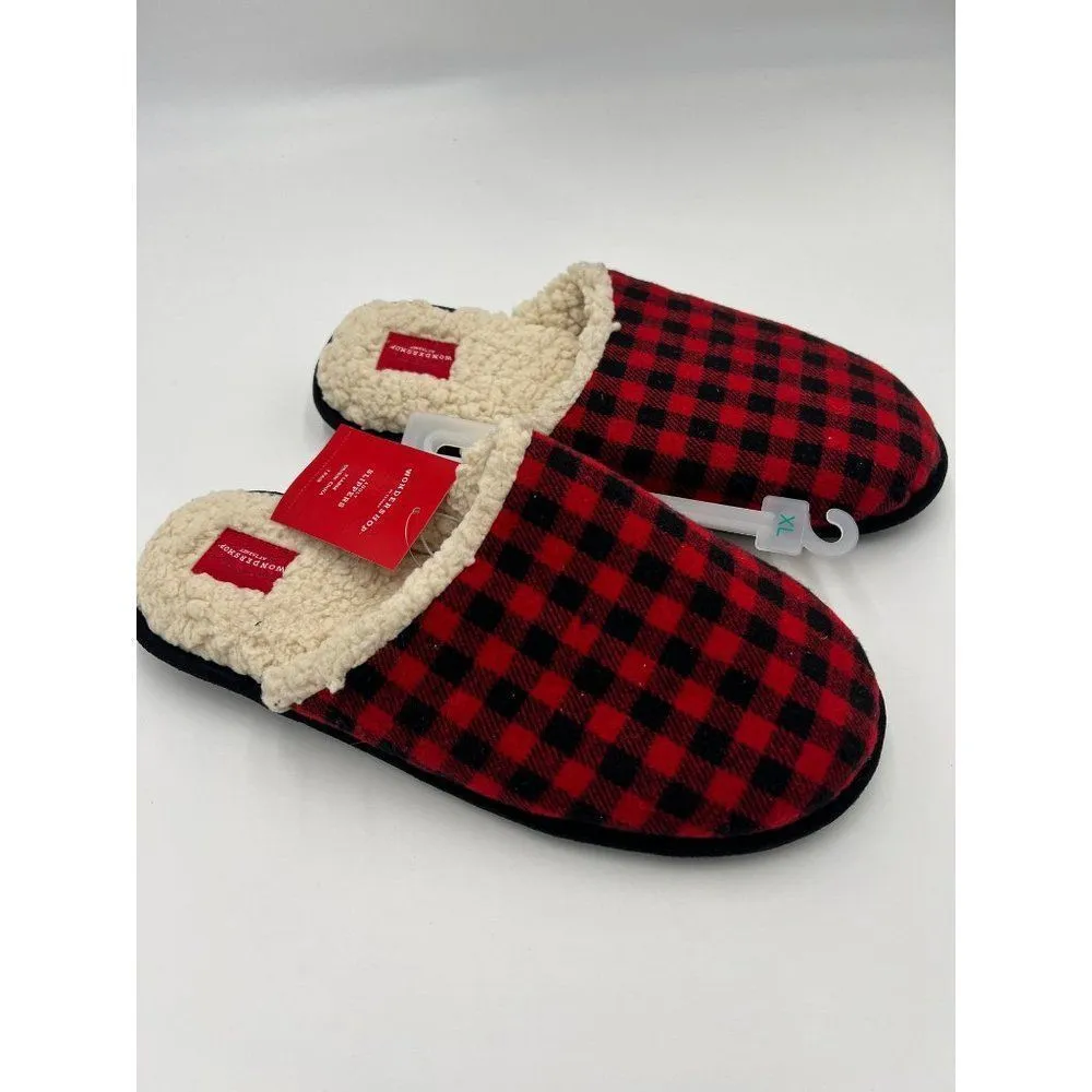 Brand New Wondershop Buffalo Plaid‎ Slippers Red & Black Size XLarge - Image 3