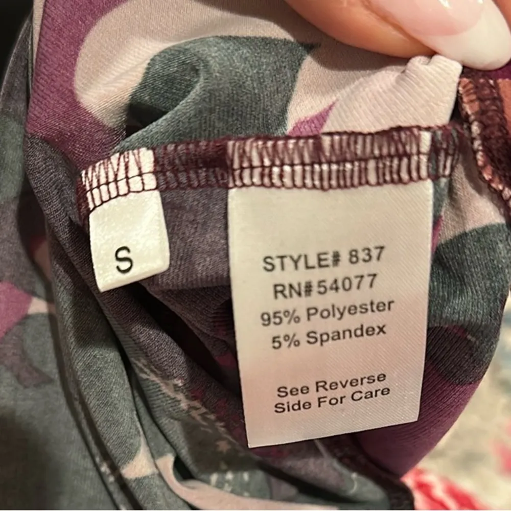 CABI FAUX WRAP 3/4 SLEEVE PINK MAROON BLUE VNECK DRESS S - Image 6