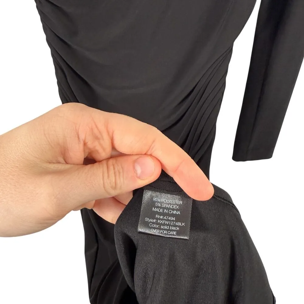 KamaliKulture Norma Kamali Black Slinky Long Sleeve Dress LBD Capsole Womens Sm - Image 4