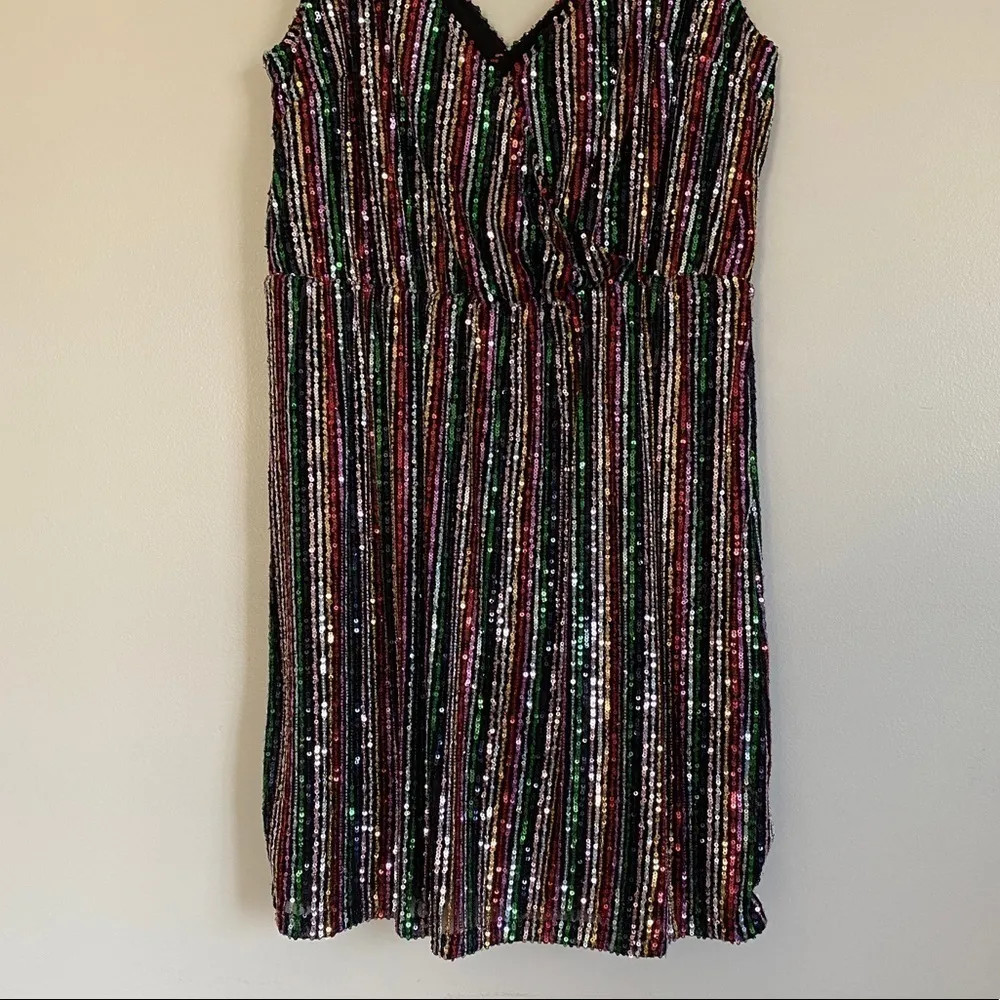 Nwt SANCTUARY Sequin Rainbow Prism Mini Dress M - Image 7