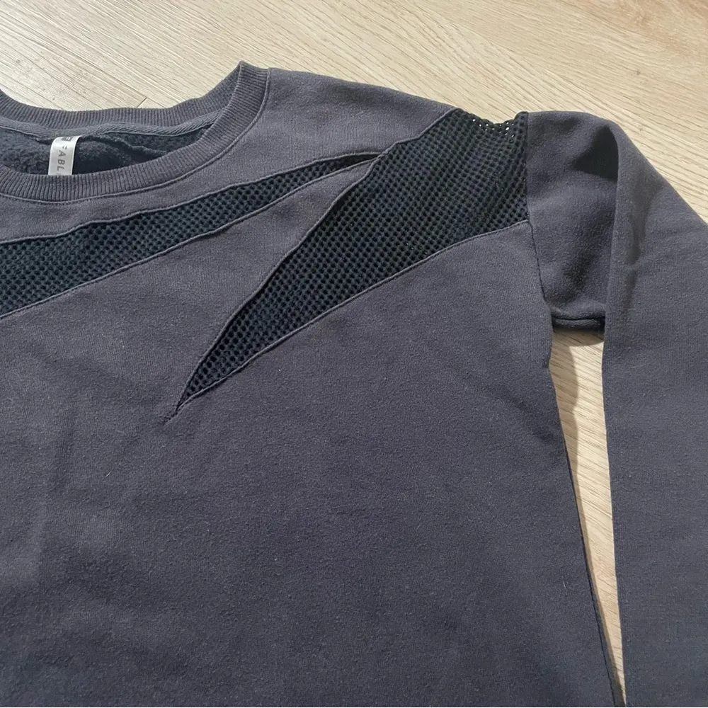 Fabletics  Black Crewneck Sweater Relaxed Fit Mesh - Image 2