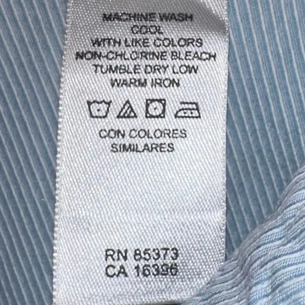 Villager Pinstriped Button Down Cotton Long Sleeve Blouse Blue Size XL - Image 6