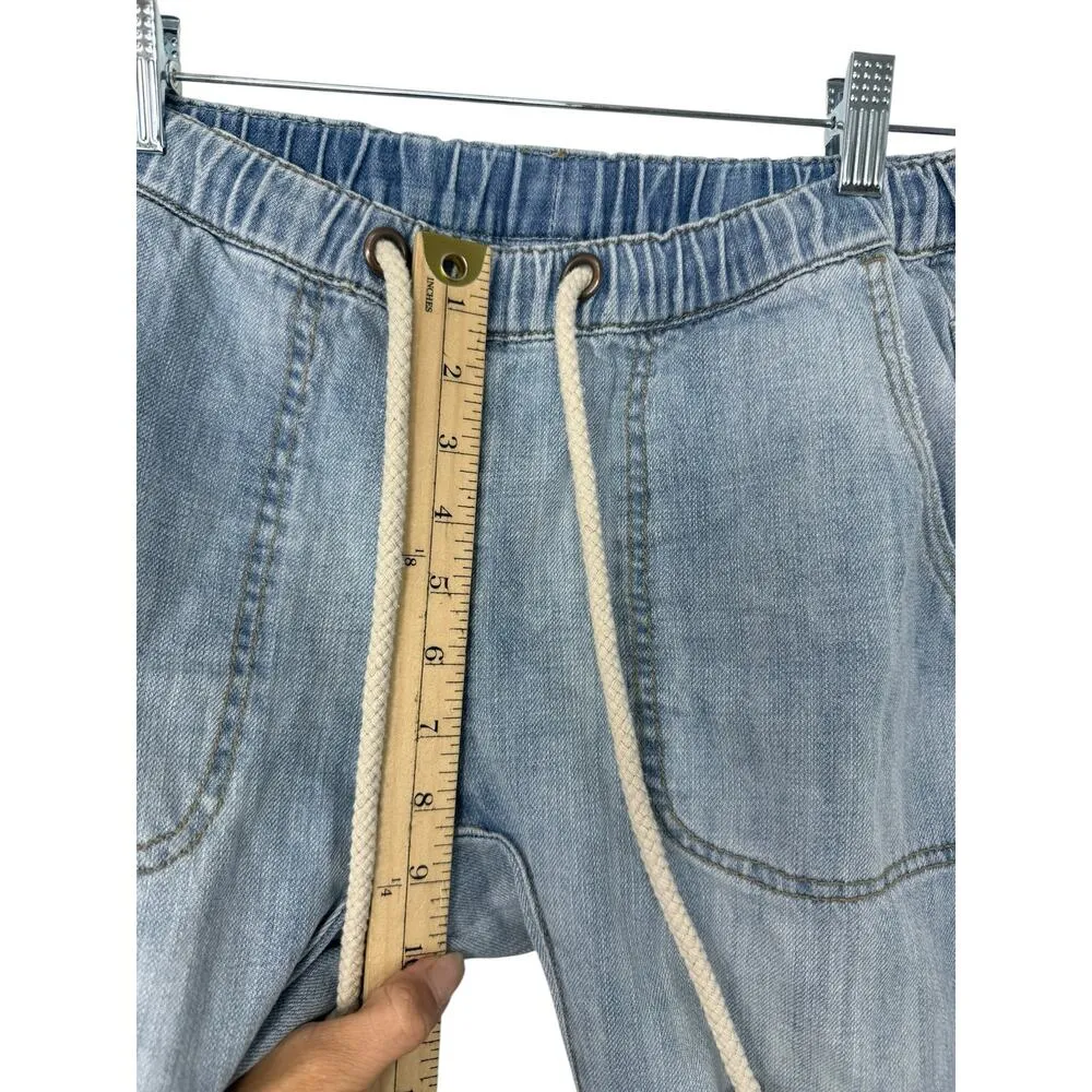 One Teaspoon Shabbies Jeans Womens XS Drawstring Boyfriend Distressed Light Wash - Image 7